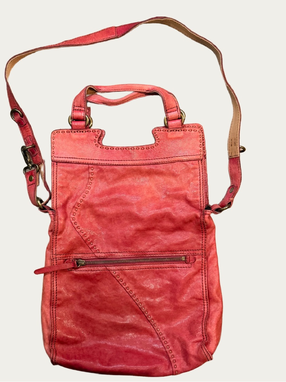 Lucky Brand  Abbey Road Crossbody Messenger Dusky Red Italian Soft Lamb Leather